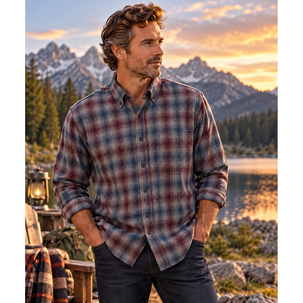 Pendleton Sir Pendleton Mens XL Blue Maroon Plaid Wool Button Down Shirt